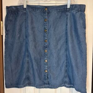 J.Jill Women's XL Stretch Waist Denim Skirt Medium Wash Y2K Cowgirl Preppy